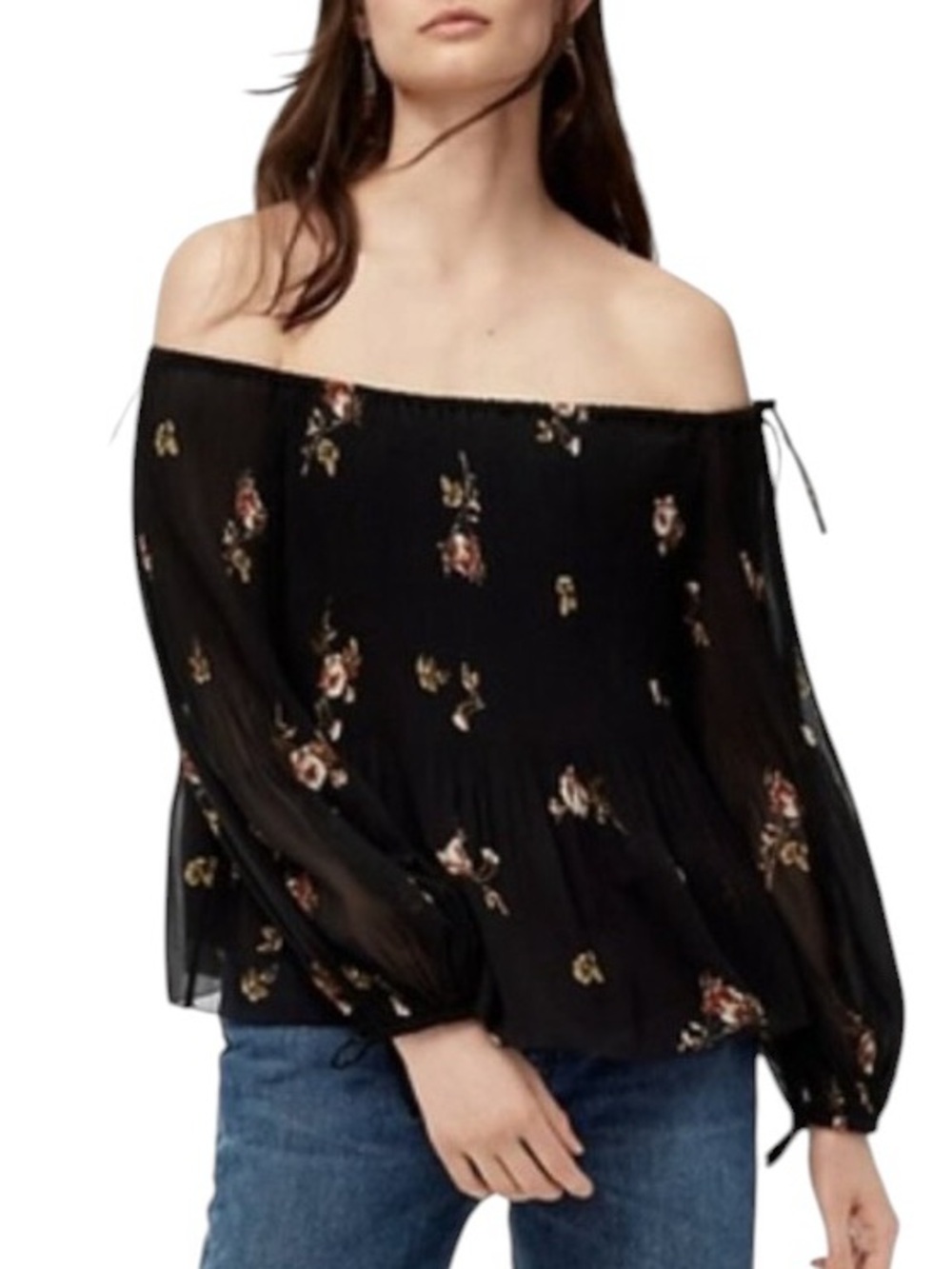 Wilfred Talence blouse off the shoulder pleated chiffon Sz S excellent condition
